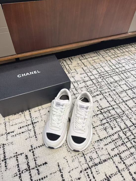Chanel Classic Black White Chunky Heel Casual Sneakers Non Slip