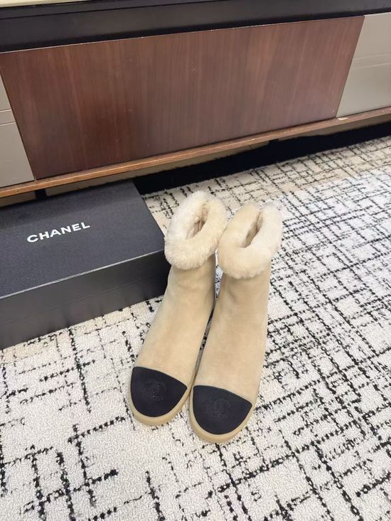 Chanel Fleece Lined Comfortable Warm Ankle Boots Anti Slip Sole
