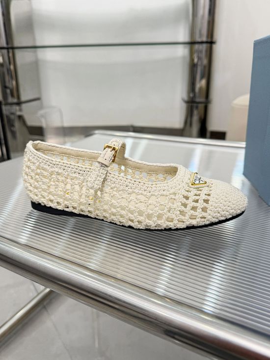 Prada Handcrafted Knitted Ballet Flat in Leather