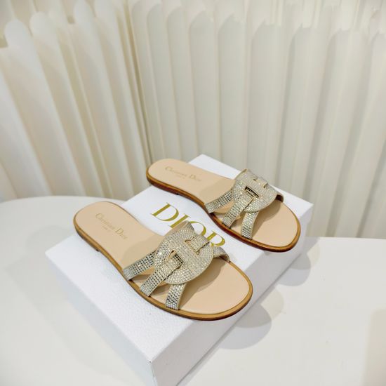 Christian Dior Luxurious Diamond-Studded Flat Sandals