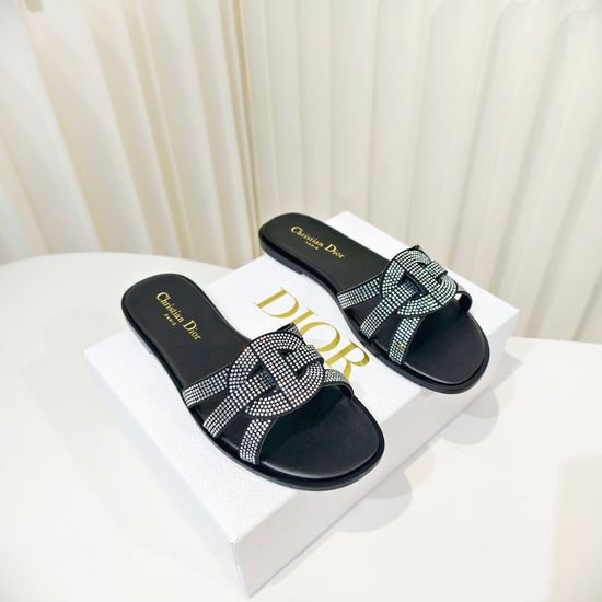 Christian Dior Luxurious Diamond-Studded Flat Sandals