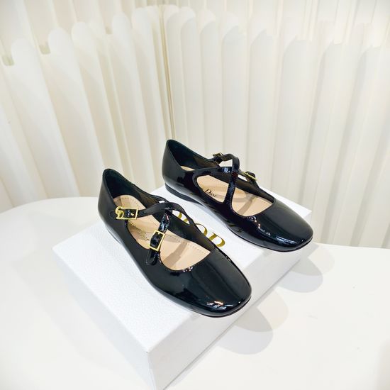 Christian Dior Sparkly Cross Strap Flat Ballet Shoes