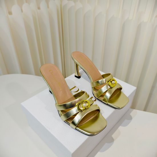 Christian Dior Elegant High-Heeled Sandals with Pearl Accents