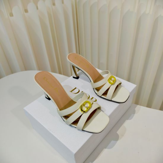Christian Dior Elegant High-Heeled Sandals with Pearl Accents