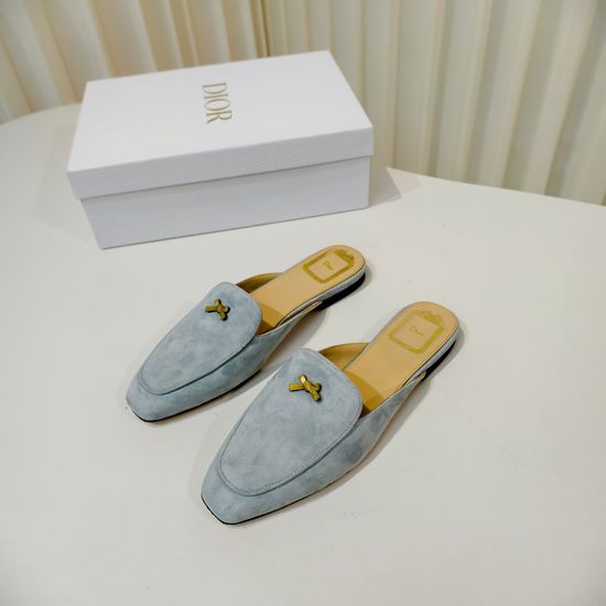 Christian Dior Bow Decor Leather Mules With Soft Insole