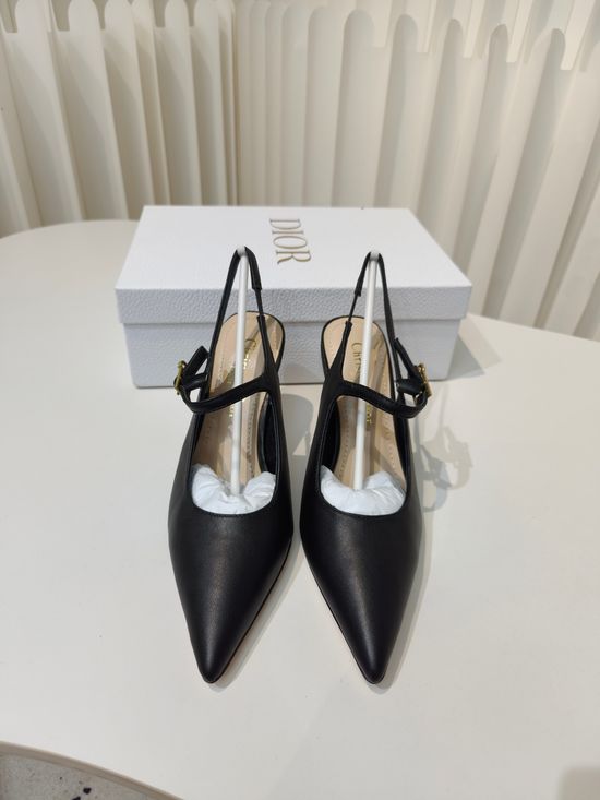 Christian Dior Pointed Toe Heeled Sandals With Metallic Heel