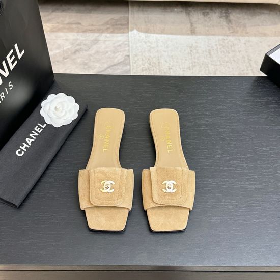 Chanel Leather Square Toe Adjustable Buckle Slip-on Slides