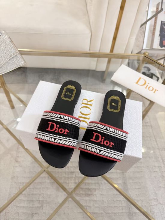 Christian Dior Stylish Embroidered Slides with Durable Comfortable Sole