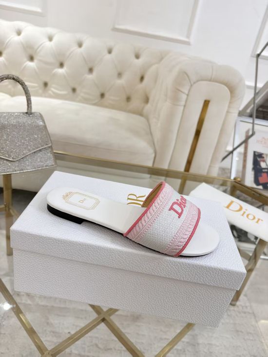 Christian Dior Stylish Embroidered Slides with Durable Comfortable Sole