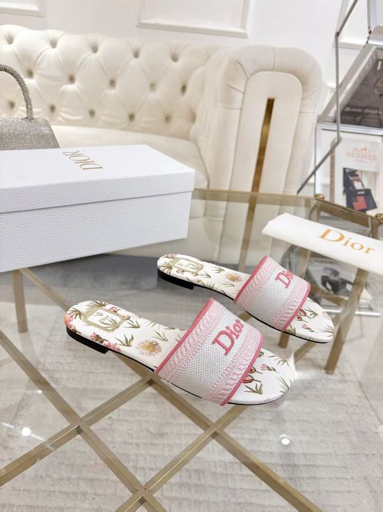 Christian Dior Stylish Embroidered Slides with Durable Comfortable Sole