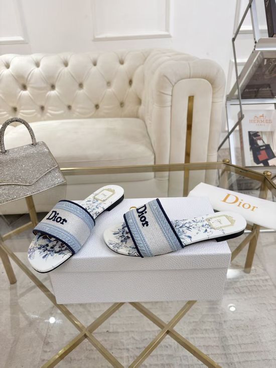 Christian Dior Stylish Embroidered Slides with Durable Comfortable Sole