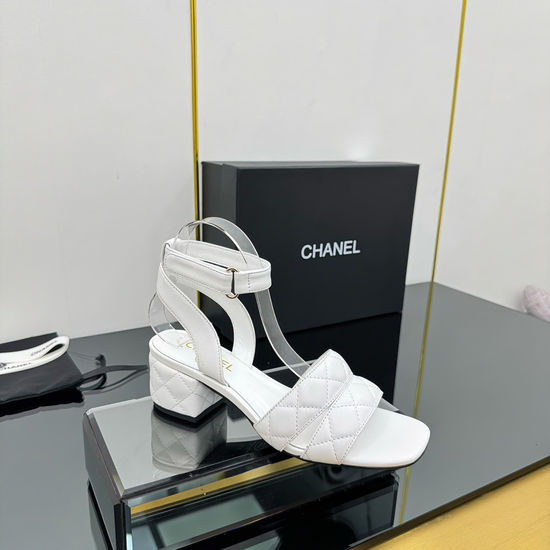 Chanel Premium Quilted Embroidered Leather Knit Sandals 5cm Heel