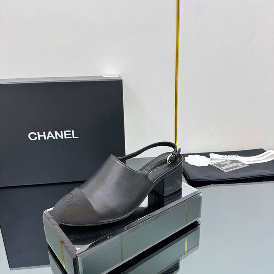 Chanel Embroidered Leather Sandals Genuine Leather Outsole 5cm Heel