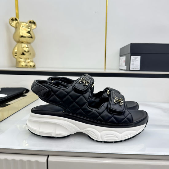 Chanel Casual Velcro Beach Sandals Soft Comfortable Sole
