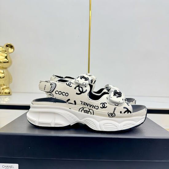 Chanel Casual Velcro Beach Sandals Soft Comfortable Sole