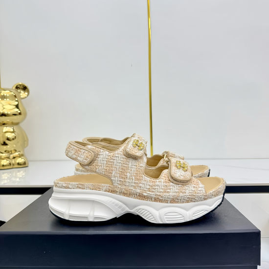 Chanel Premium Leather Upper Casual Comfort Beach Slides