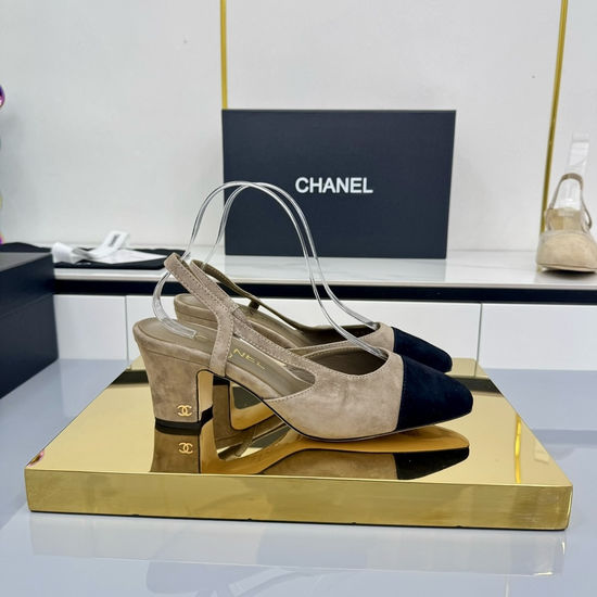 Chanel Classic Two Tone Slingback Flats Premium Sheepskin Lining