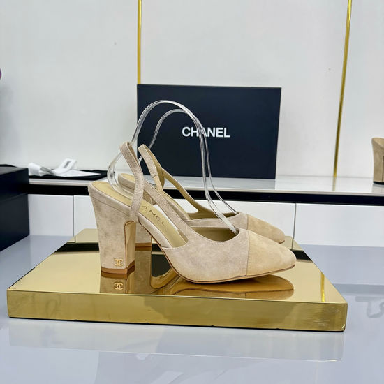 Chanel Classic Two Tone Slingback Sandals Premium Leather Upper