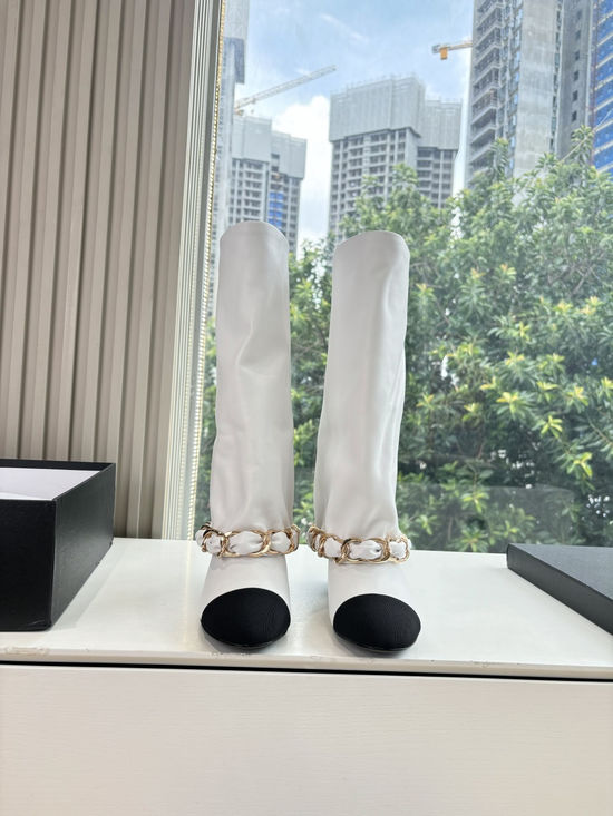 Chanel Classic Embellished Knee High Leather Riding Boots