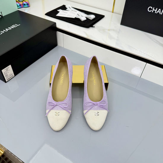 Chanel Classic Two Tone Genuine Leather Ballet Flats
