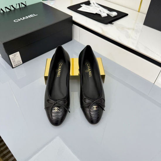 Chanel Classic Two Tone Genuine Leather Ballet Flats