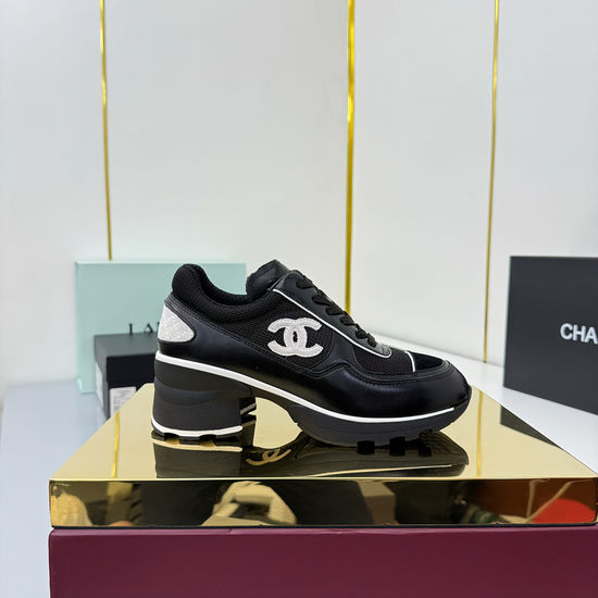 Chanel Genuine Leather Casual Sneakers In Classic Two Tone