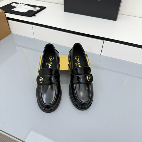 Chanel Patent Leather Chunky Heel Platform Loafers