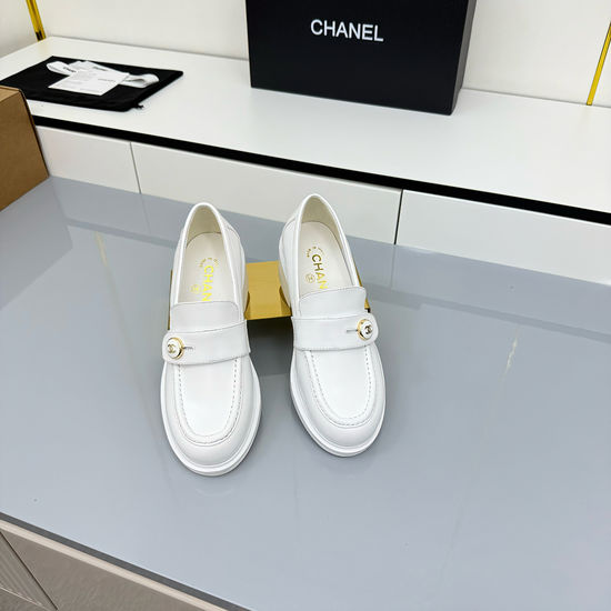 Chanel Patent Leather Chunky Heel Platform Loafers