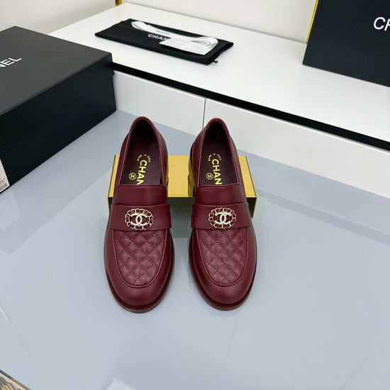 Chanel Patent Leather Platform Loafers With Thick Heel