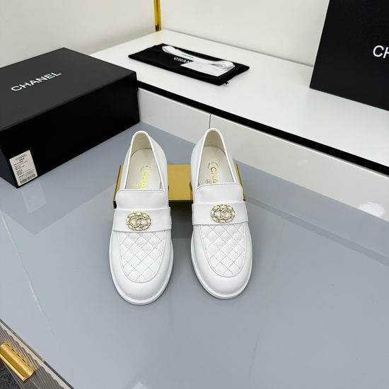 Chanel Patent Leather Platform Loafers With Thick Heel