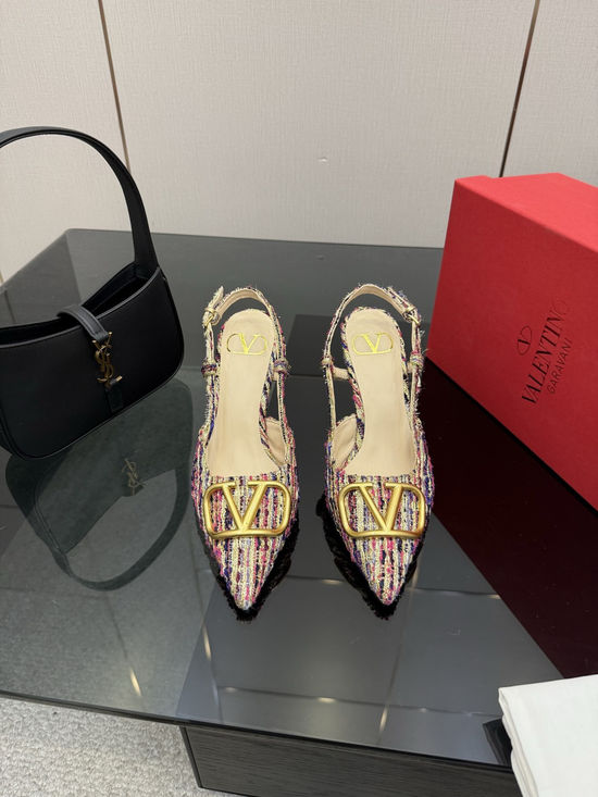Valentino Bow Decor Low Heel Sandals Soft Sheepskin Insole Comfortable