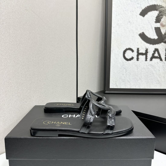 Chanel Elegant Sheepskin Slides with Deluxe Packaging