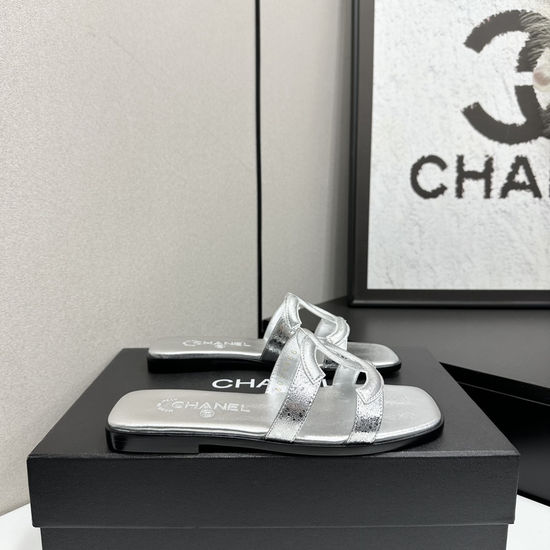 Chanel Elegant Sheepskin Slides with Deluxe Packaging