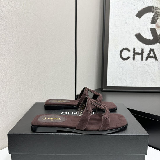 Chanel Elegant Sheepskin Slides with Deluxe Packaging