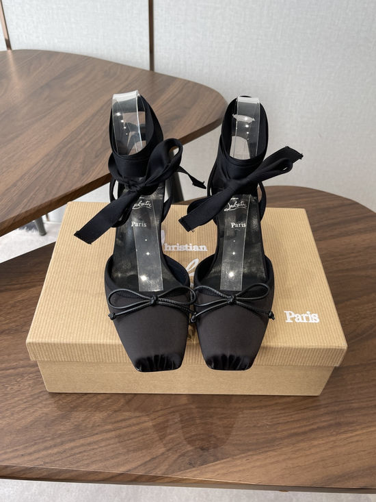 Christian Louboutine Bow Decor High Heel Pumps Silk Upper Premium Leather Lining