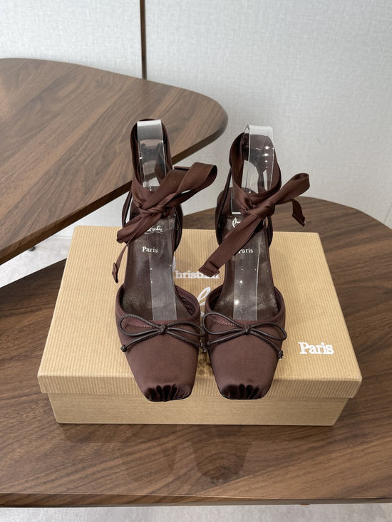 Christian Louboutine Bow Decor High Heel Shoes Silk Upper Comfortable Leather Lining