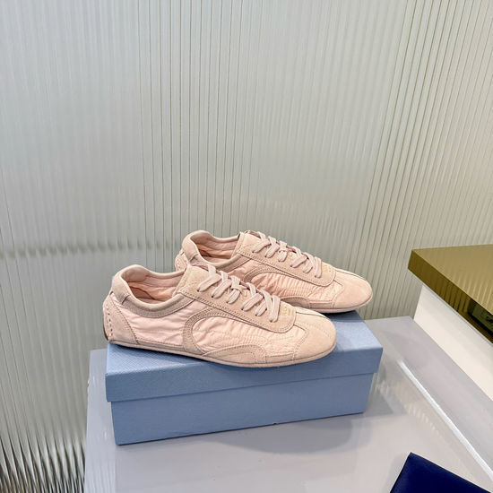 Prada Printed Canvas Thick Sole Casual Sneakers With Emblem
