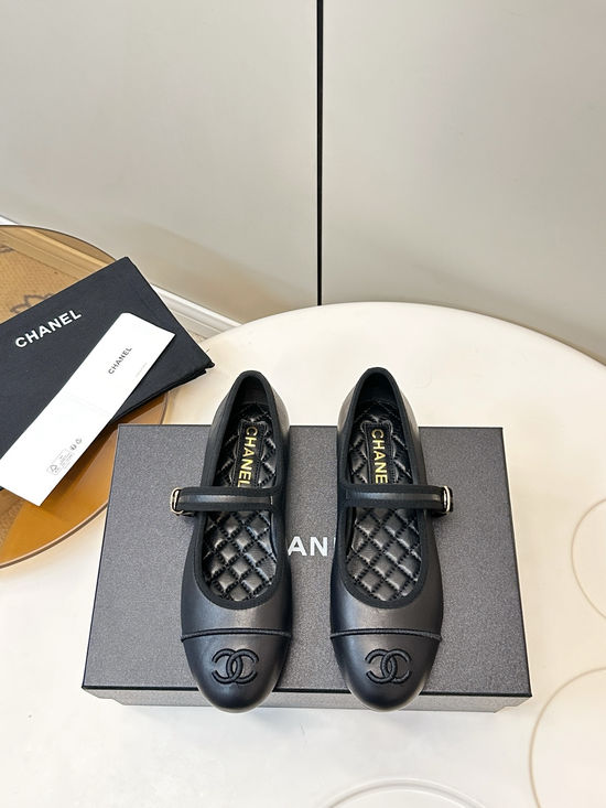 Chanel Retro Mary Jane Flats with Embroidery and Adjustable Strap