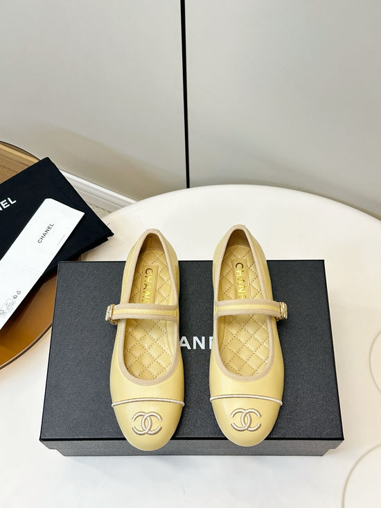 Chanel Retro Mary Jane Flats with Embroidery and Adjustable Strap