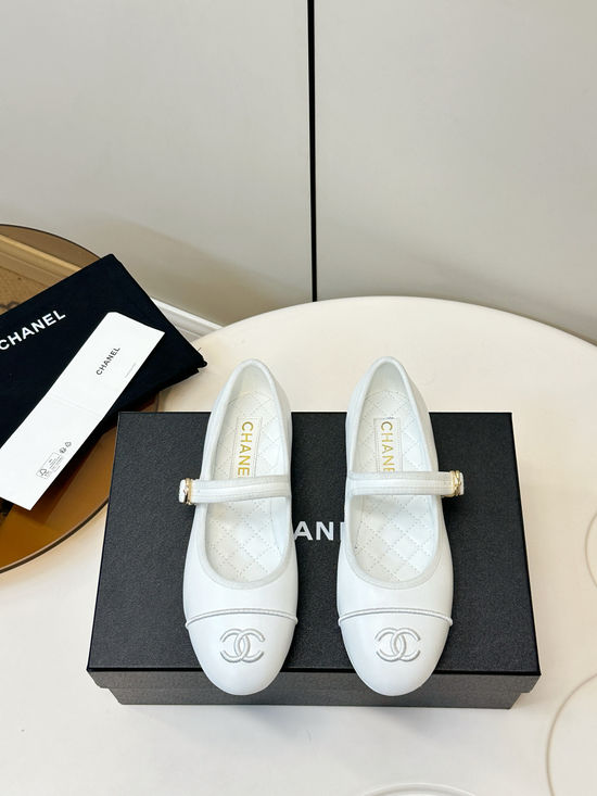 Chanel Retro Mary Jane Flats with Embroidery and Adjustable Strap