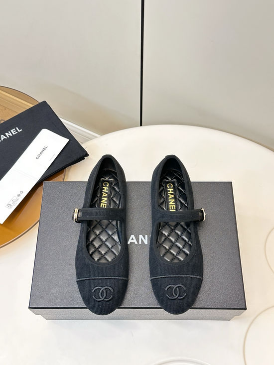 Chanel Retro Mary Jane Flats with Embroidery and Adjustable Strap