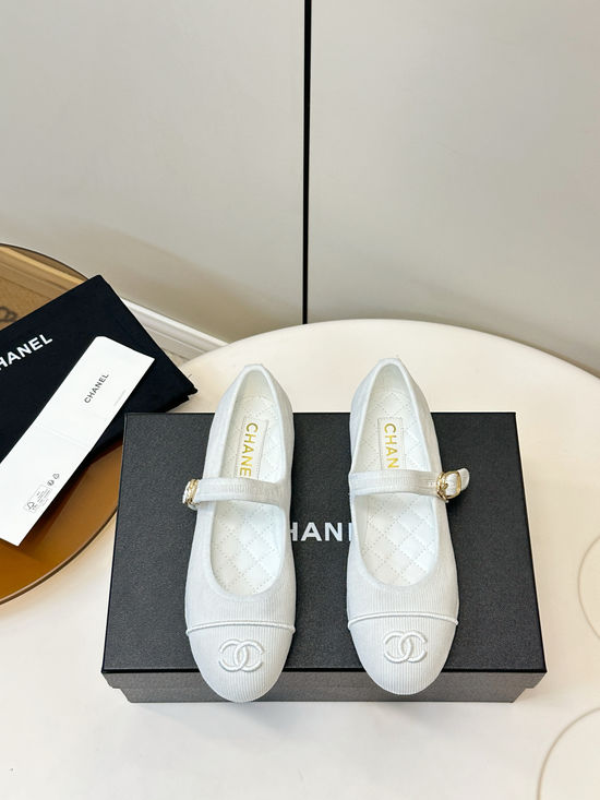 Chanel Retro Mary Jane Flats with Embroidery and Adjustable Strap
