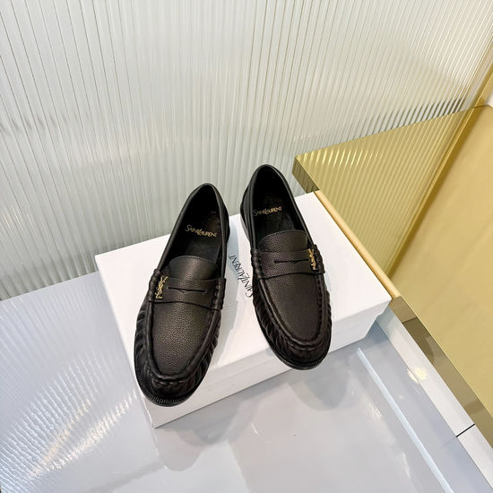 Yves Saint Laurent Wrinkled Loafer with Metal Accent