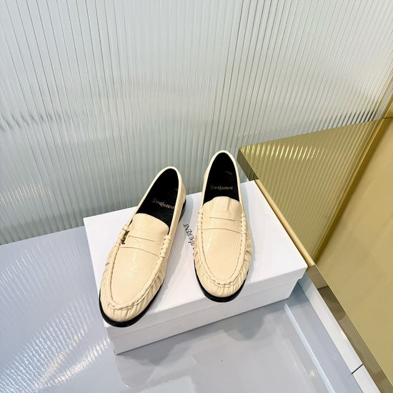 Yves Saint Laurent Wrinkled Loafer with Metal Accent