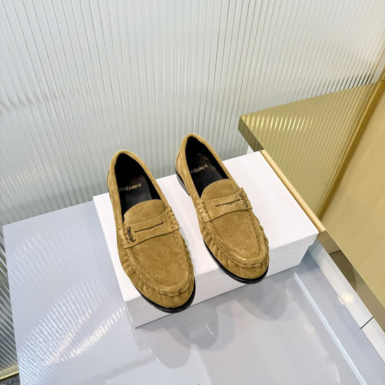 Yves Saint Laurent Wrinkled Loafer with Metal Accent