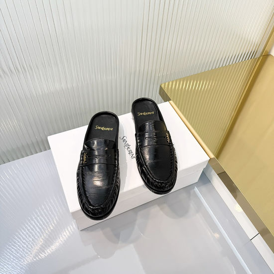 Yves Saint Laurent Wrinkled Loafer with Metal Accent