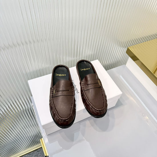 Yves Saint Laurent Wrinkled Loafer with Metal Accent