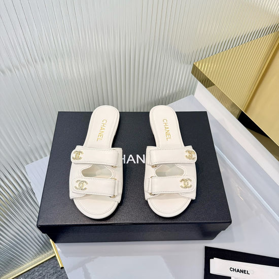 Chanel Elegant Soft Leather Comfortable Flat Slides