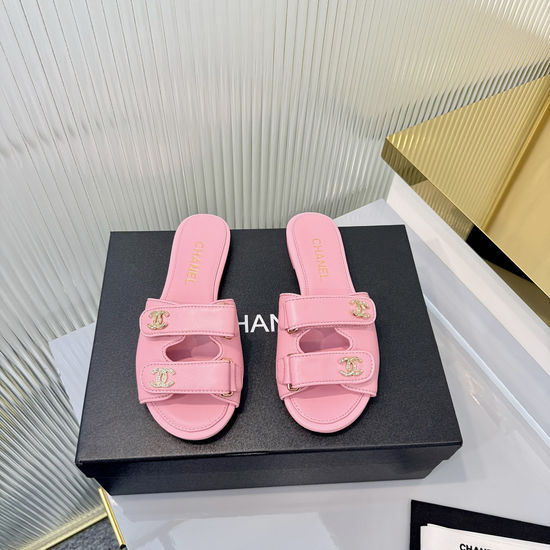Chanel Elegant Soft Leather Comfortable Flat Slides