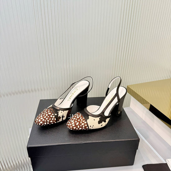 Chanel Premium Pony Hair Color Block Low Heel Sandals